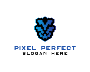 Pixel Lion Head logo design