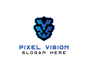 Pixel Lion Head logo design