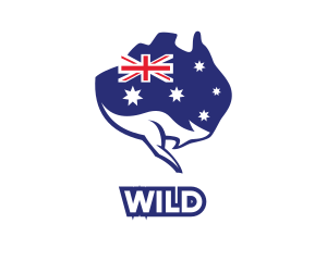 Uk Flag - Australian Flag Kangaroo logo design