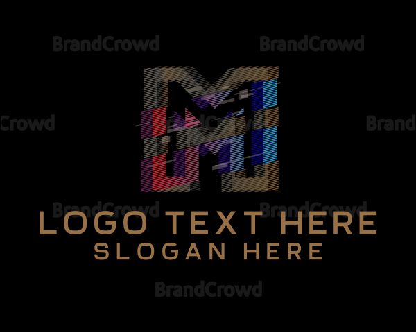 Gradient Glitch Letter M Logo