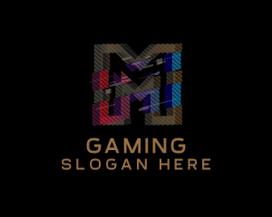 Blogger - Gradient Glitch Letter M logo design