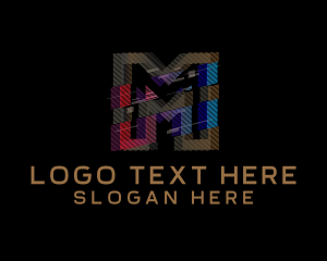 R - Gradient Glitch Letter M logo design