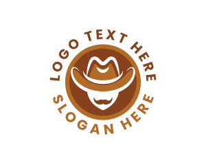 Mustache - Western Cowboy Hat logo design