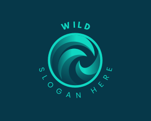 Water Wave Surfing Logo