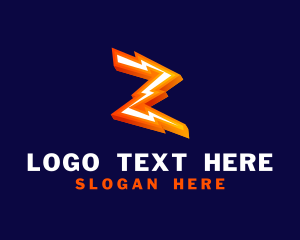 Orange - Lightning Volt Letter Z logo design