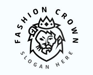 Minimalist Lion King Crown logo design