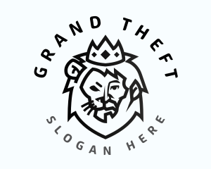 Hunting - Minimalist Lion King Crown logo design