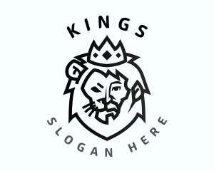 Minimalist Lion King Crown logo design