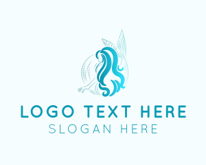 Mermaid Tail - Blue Woman Mermaid logo design