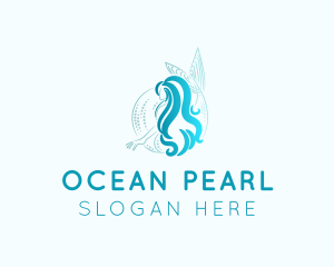 Blue Woman Mermaid logo design