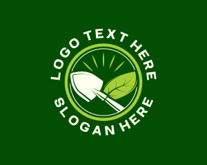 Farmer - Garden Shovel Leaf logo design