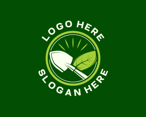 Farmer - Garden Shovel Leaf logo design