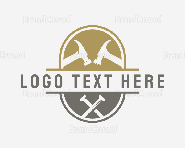 Industrial Hammer Nail Construction Logo