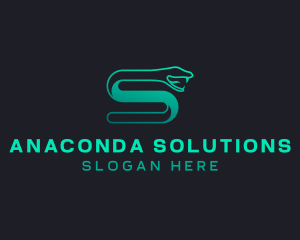 Anaconda - Snake Serpent Letter S logo design