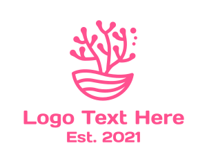Coral Reef - Minimalist Pink Coral logo design