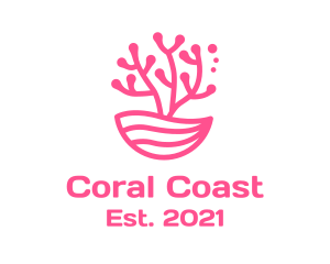 Coral - Minimalist Pink Coral logo design