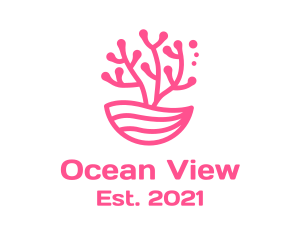 Minimalist Pink Coral  logo design