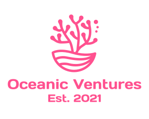 Minimalist Pink Coral  logo design