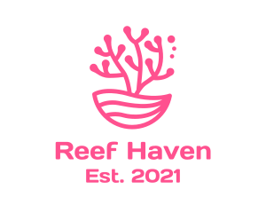 Reef - Minimalist Pink Coral logo design