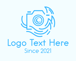 Camera Shop - Blue Camera Waves logo design