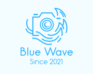 Blue Camera Waves logo design