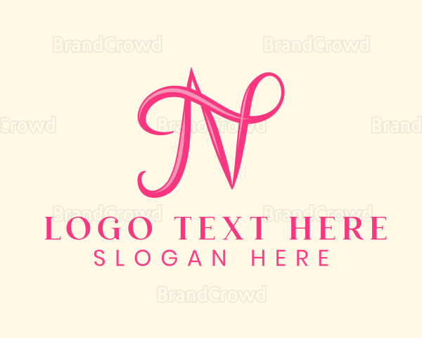 Pink Calligraphic Letter N Logo