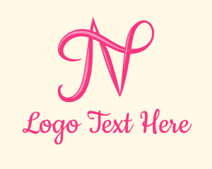Calligraphic - Pink Calligraphic Letter N logo design