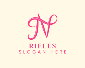 Pink Calligraphic Letter N Logo