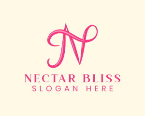 Pink Calligraphic Letter N logo design