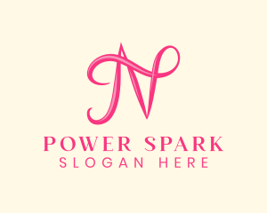 Fashion Brand - Pink Calligraphic Letter N logo design