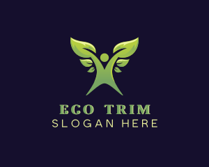 Eco Leaf Person Gardening logo design