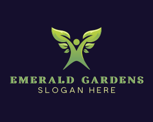 Eco Leaf Person Gardening logo design