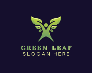 Eco Leaf Person Gardening logo design