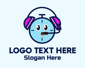 Customer Support - Alarm Clock Headset logo design