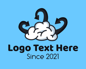 Thinking - Brain Cloud Arrow logo design