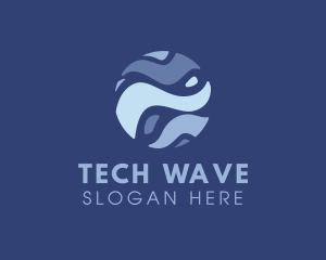 Abstract Globe Wave logo design