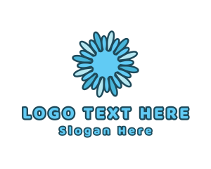 Hvac - Ice Snowflake Flower logo design