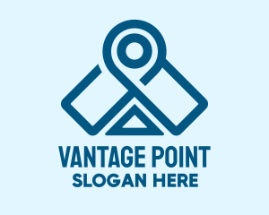 Point - Blue Airplane Locator logo design