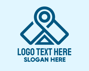 Outlet - Blue Airplane Locator logo design