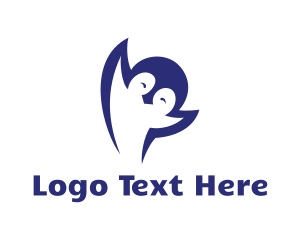 Blue Bird - Blue Happy Penguin logo design
