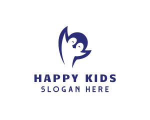 Cute Happy Penguin logo design