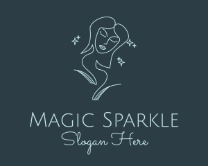 Blue Monoline Magical Woman logo design