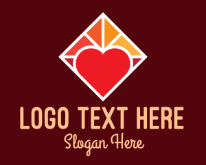 Dating App - Heart Romantic Stained Glass logo design