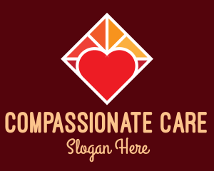 Caring - Heart Romantic Stained Glass logo design