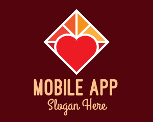 Dating App - Heart Romantic Stained Glass logo design
