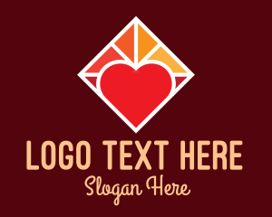 Date - Heart Romantic Stained Glass logo design
