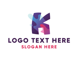 Initial - Bold Letter K Splash logo design