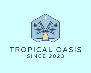 Tropical - Tropical Oasis Coconut Tree logo design