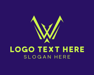 Tech - Neon Gaming Letter W logo design