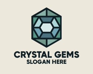 Stained Glass Blue Gemstone logo design